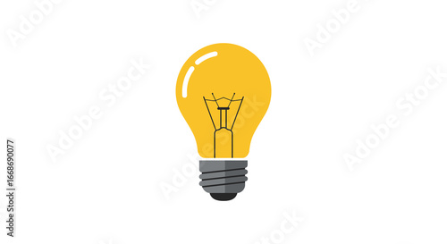 A simple yellow light bulb with a gray base