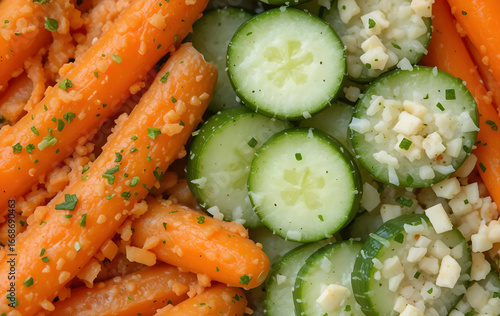 Close-ups of wholesome snacks (like carrots with hummus or cucumbers with cheese)