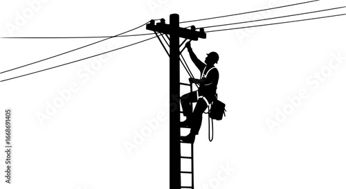 Lineman svg, Power lineman silhouette, Electrician svg, Electrical lineman svg, Lineman silhouette, Lineman climbing silhouette, Power lineman svg, Line worker silhouette