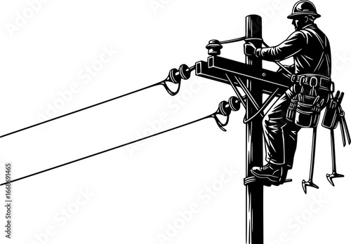 Lineman svg, Power lineman silhouette, Electrician svg, Electrical lineman svg, Lineman silhouette, Lineman climbing silhouette, Power lineman svg, Line worker silhouette