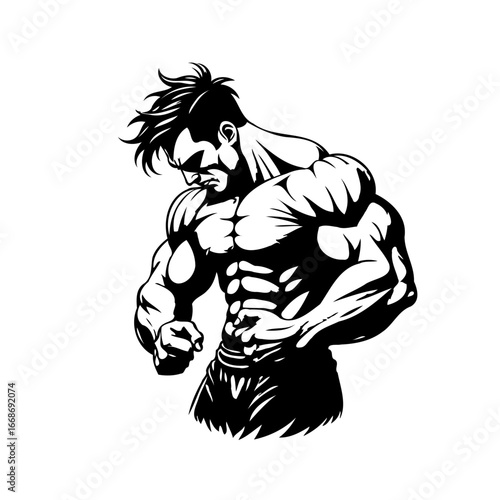 Powerful physique defined illustration showcasing dedication to fitness and muscular development