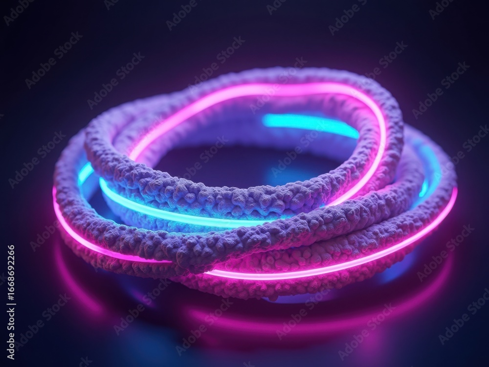 Obraz premium Illuminated Coil of Rope Featuring Neon Glow