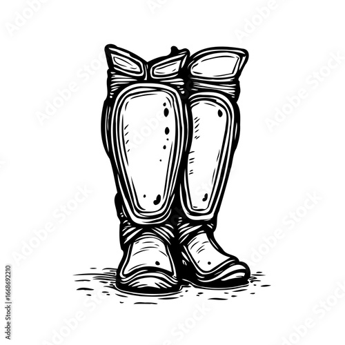Protective sport gear illustration showcases safety equipment design and detailed line art for