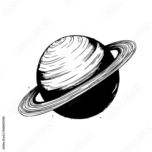 Saturn-esque celestial body illustration showcasing planetary rings and cosmic allure in