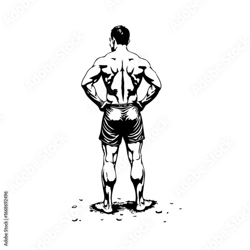 Sculpted physique of athletic individual standing proud showing fitness achievement and muscular