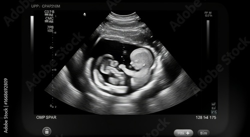 Fetal ultrasound image showing developing baby