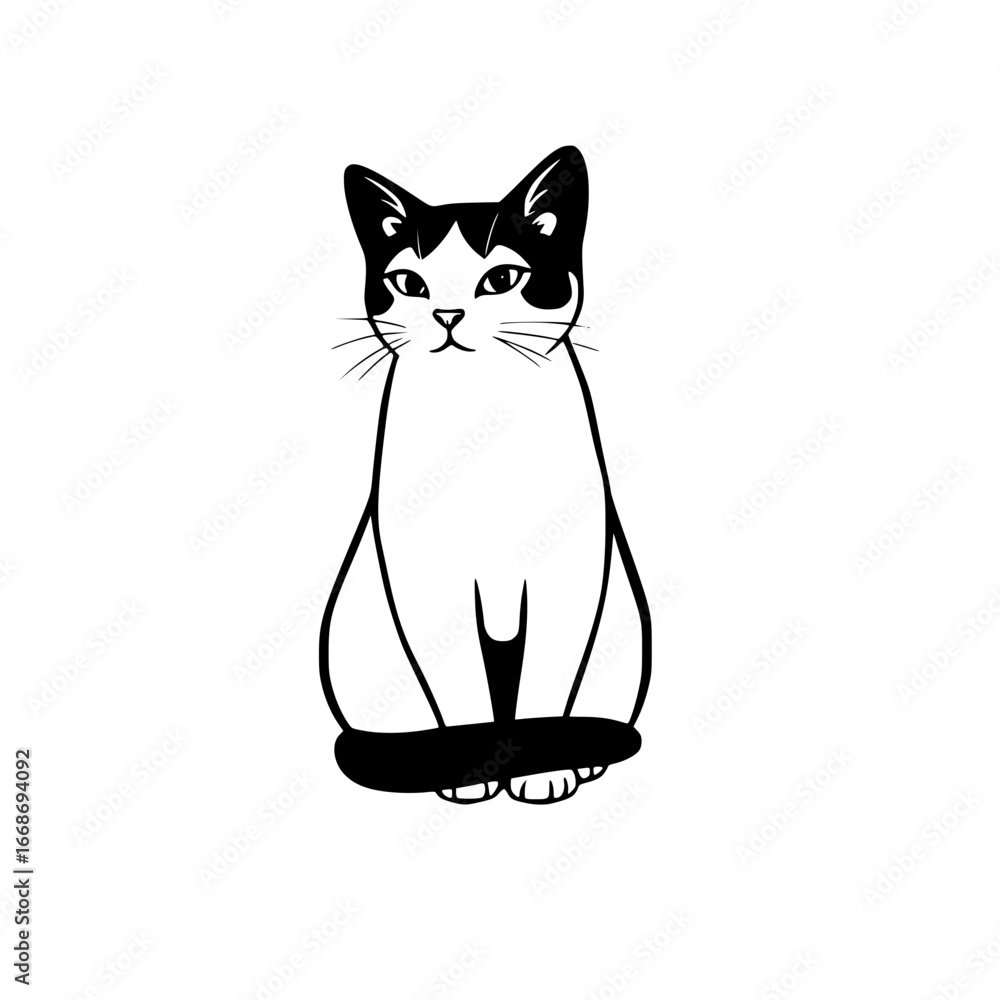 Obraz premium black cat on white background