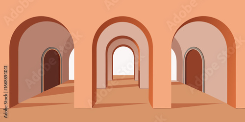 Stone archways of an ancient European monastery