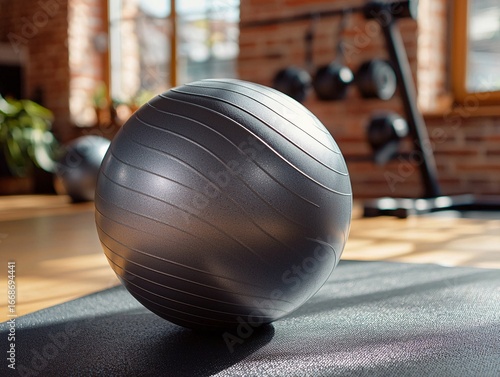 Exercise ball on the mat