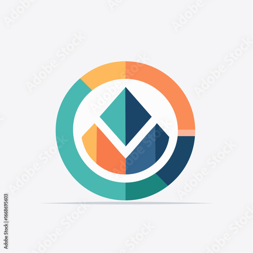 Web vector illustration of a round pie chart button with a play symbol