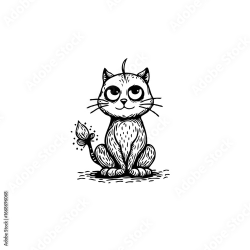 Whimsical feline friend with a touch of magic and a spark of delightful peculiarity a unique