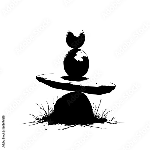 Zen equilibrium a balanced stone formation symbolising serenity and peace through nature's