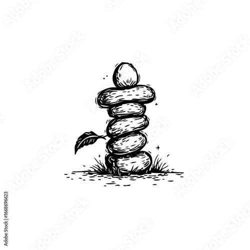 Zen stone balance artwork portraying harmony and tranquility a simple yet profound depiction of
