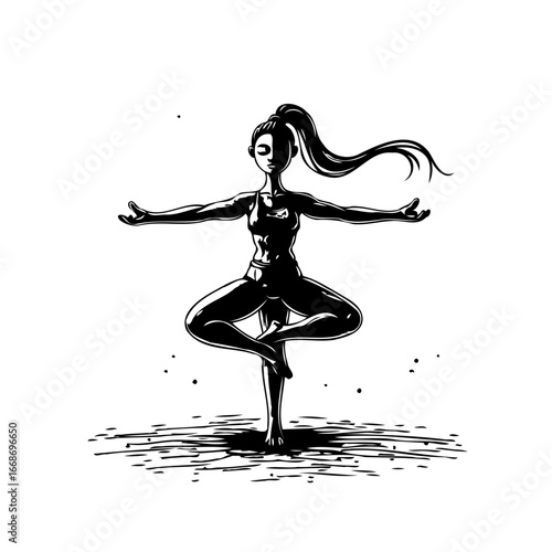 Zenith equilibrium a stylized illustration portraying mindful grace in motion displaying