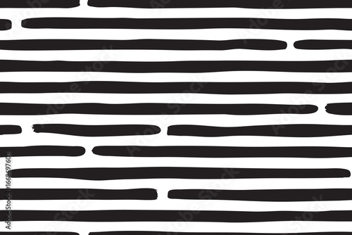 Seamless Hand-drawn thick stripe pattern with broken brush lines