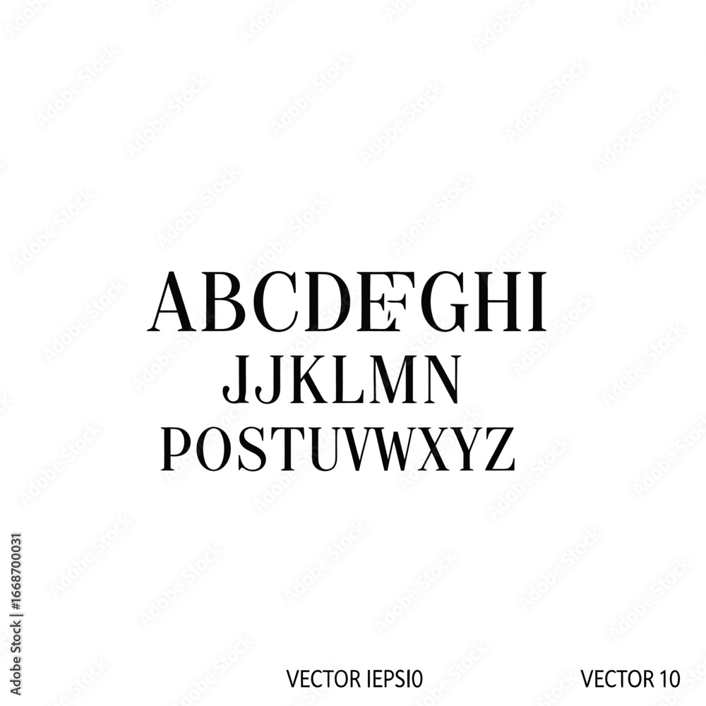 Uppercase Serif Alphabet Displayed in Three Rows on White Background Uppercase Serif Alphabet Displayed in Three Rows on White Background