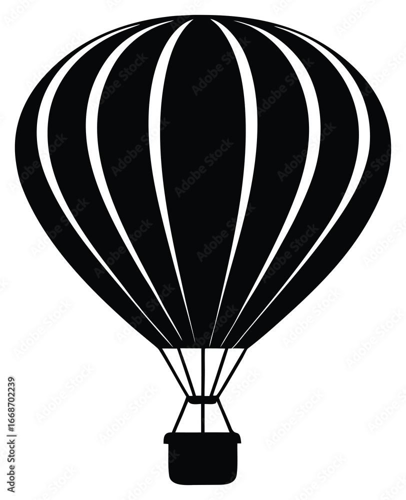 Obraz premium Silhouette of hot air balloon on white background travel and adventure concept