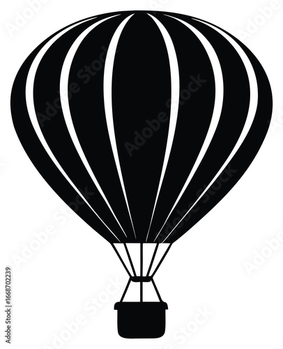 Silhouette of hot air balloon on white background travel and adventure concept