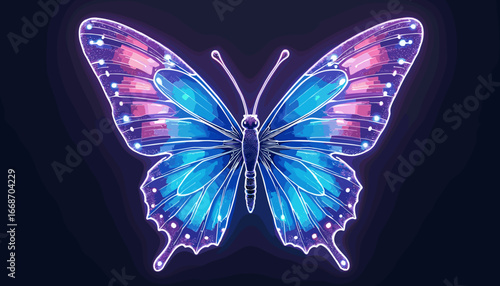futuristic technology, AI graphics, digital brain, artificial intelligence design, cyber world, glowing butterfly illustration, neon technology, virtual reality, sci-fi background, glowing circuit des