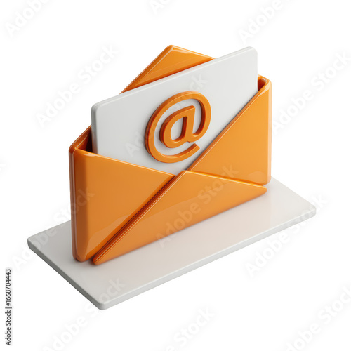 3D email envelope open with a white card & 