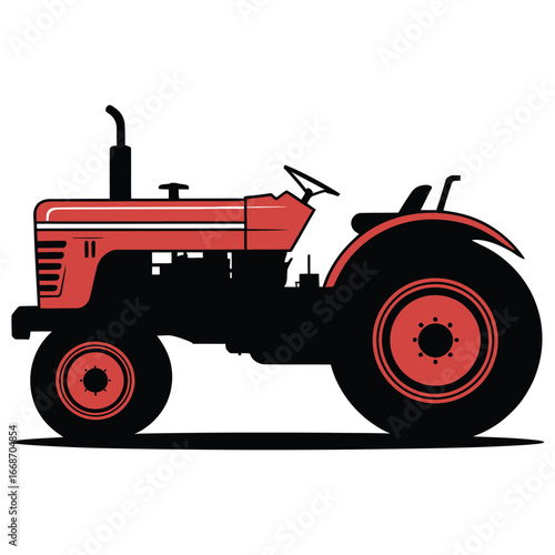red tractor isolated on white