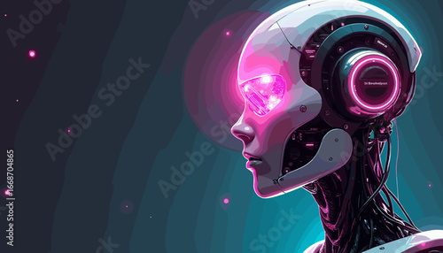 futuristic technology, AI graphics, digital brain, artificial intelligence design, cyber world, glowing butterfly illustration, neon technology, virtual reality, sci-fi background, glowing circuit des