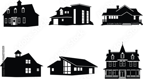 Colonial house silhouette, traditional American home, black vector building, residential architecture design, vintage property illustration, classic home structure, estate design