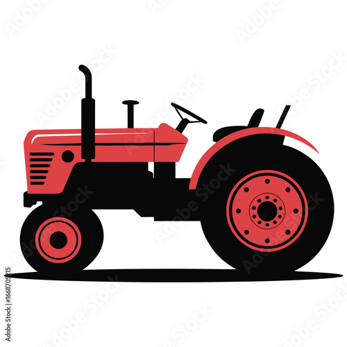 red tractor isolated
