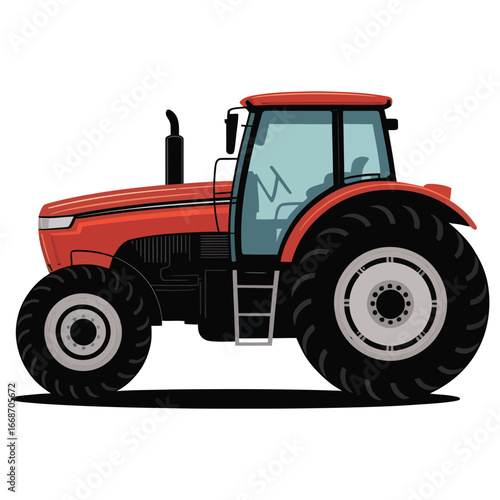red tractor isolated