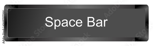 Space bar key button symbol with detailed design showing essential role in typing for creating spaces between words and text content.