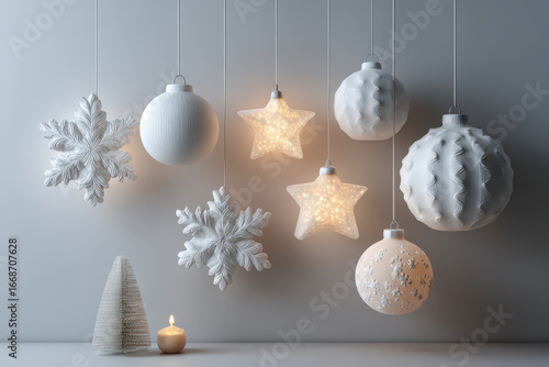 minimalist representation of new year  decorations on clean solid background