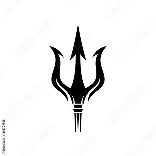 Mythical Weapon Trident Silhouette Icon with Artistic Shape