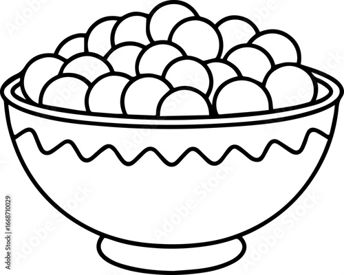 sweets bowl outline coloring book page vector illustration line art drawing