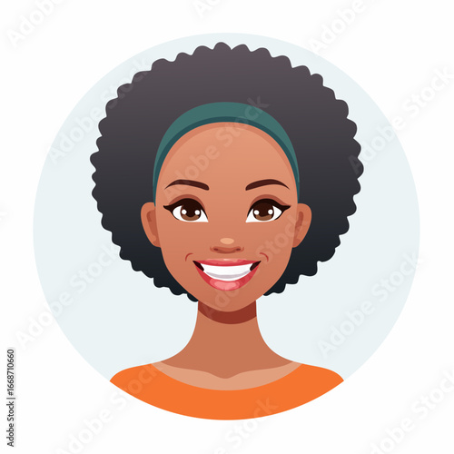 Face of happy African American woman smiling