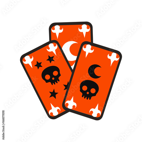 tarot cards with skull and moon symbols mystical vector art.