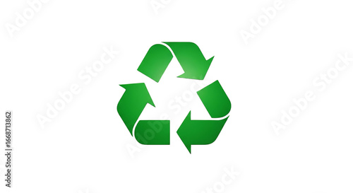 Recycle Symbol: A crisp, high-definition depiction of the universal recycling symbol, showcasing three green arrows in a continuous loop against a clean backdrop.