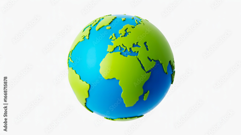 Fototapeta premium 3D matte Earth globe, simplified continents, soft lighting, smooth finish