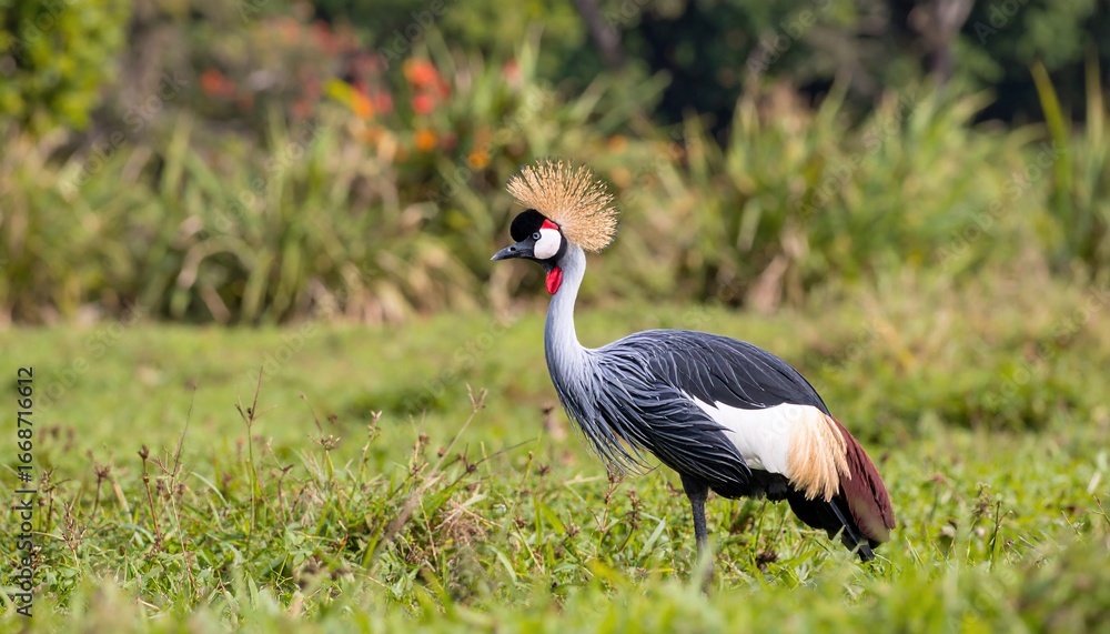 Fototapeta premium Grey Crowned Crane in African Savanna