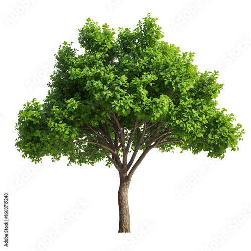 Tree on transparent background, real tree green leaf isolate die cut png file