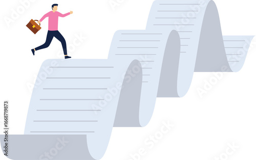 Debt and financial burden, businessmen run on endless length of bills

