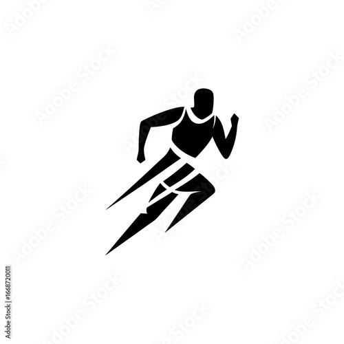 Silhouette of Runner Athlete Sprinting – Minimal Sports and Fitness Vector, Speed, Exercise, and Training Illustration