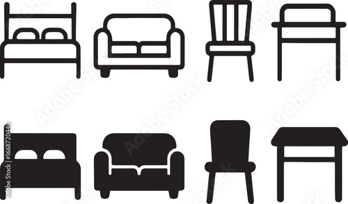 set of furniture icons