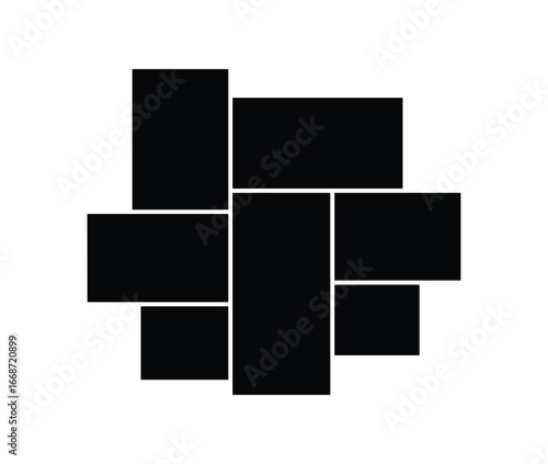 7 Vector photo collage. Grid collage template for picture album presentation. Mosaic pattern for background and picture.