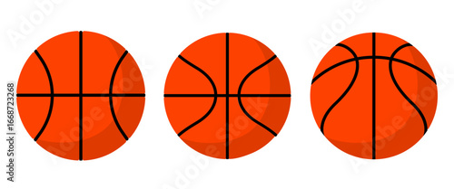 Basketball Illustration Icon Set Flat Minimal Design
