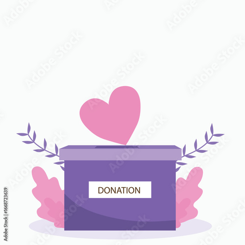 Heart in a card box. Charity and donation concept. Give and share your love to people, Helping others, charity supported by community vector illustration.