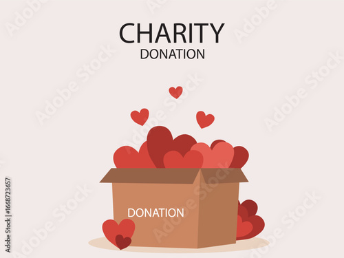 Heart in a card box. Charity and donation concept. Give and share your love to people, Helping others, charity supported by community vector illustration.