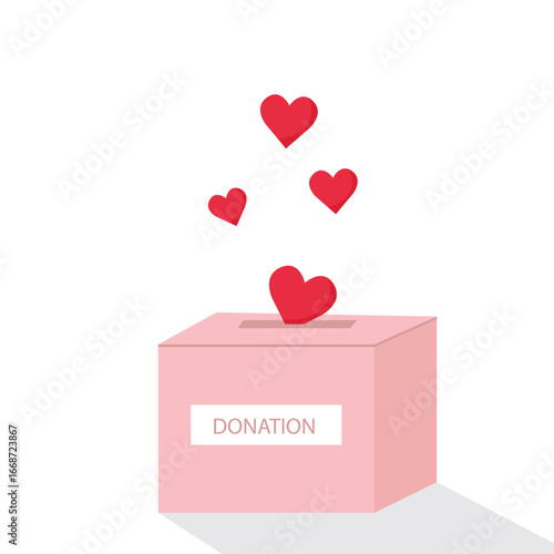Heart in a card box. Charity and donation concept. Give and share your love to people, Helping others, charity supported by community vector illustration.