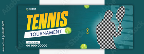 The ultimate tennis tournament Cover design template vector illustration