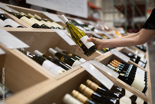 ワインを選ぶ女性の手元