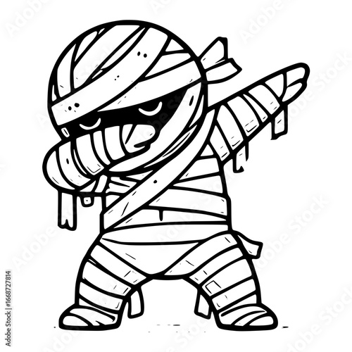 Mummy doing the dab dance isolated on white